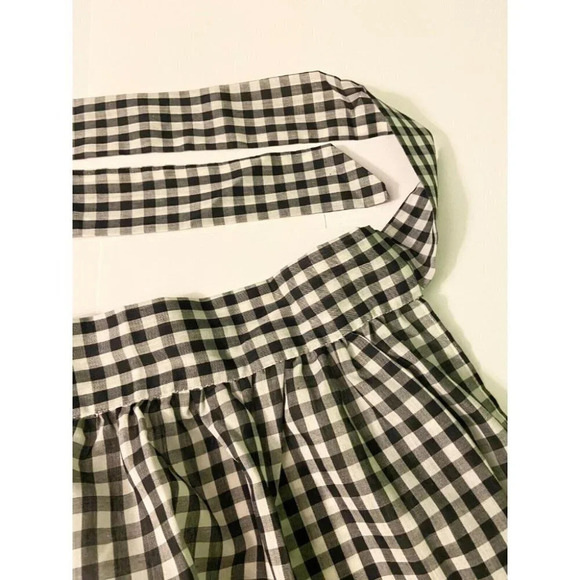 Vintage Black White and Red Checkered Half Apron One Pocket Tie Back - Picture 10 of 12